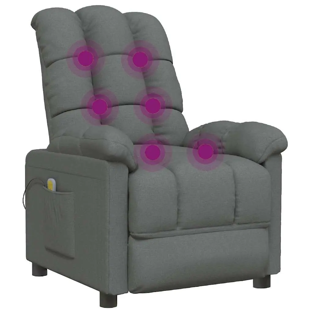 Electric Reclining Massage Chair in Grey Fabric