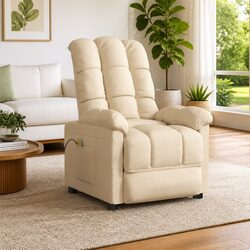 Electric Massage Chair with Cream Fabric and 6 Points