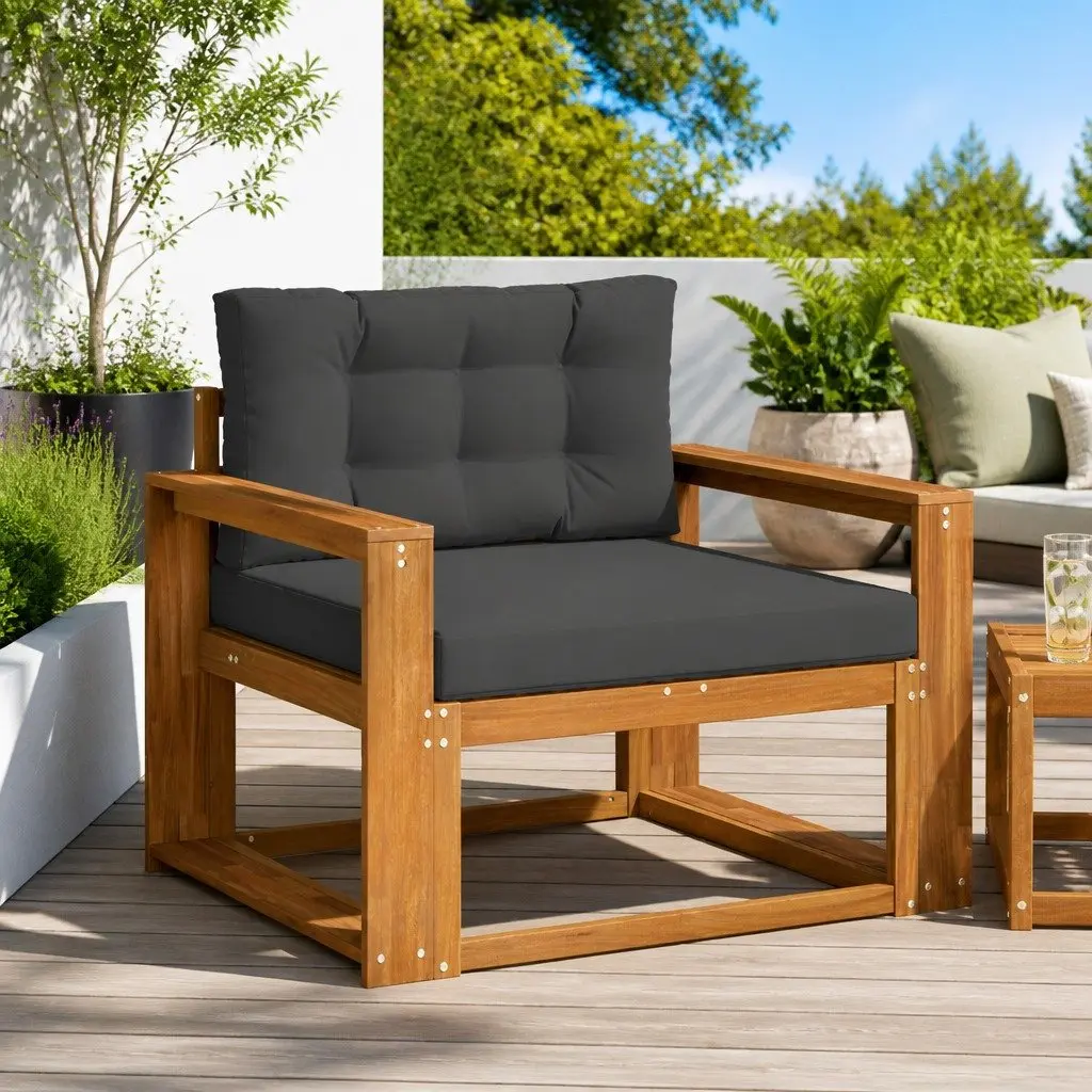 Solid Wood Outdoor Middle Sofa Section for Garden Relaxation