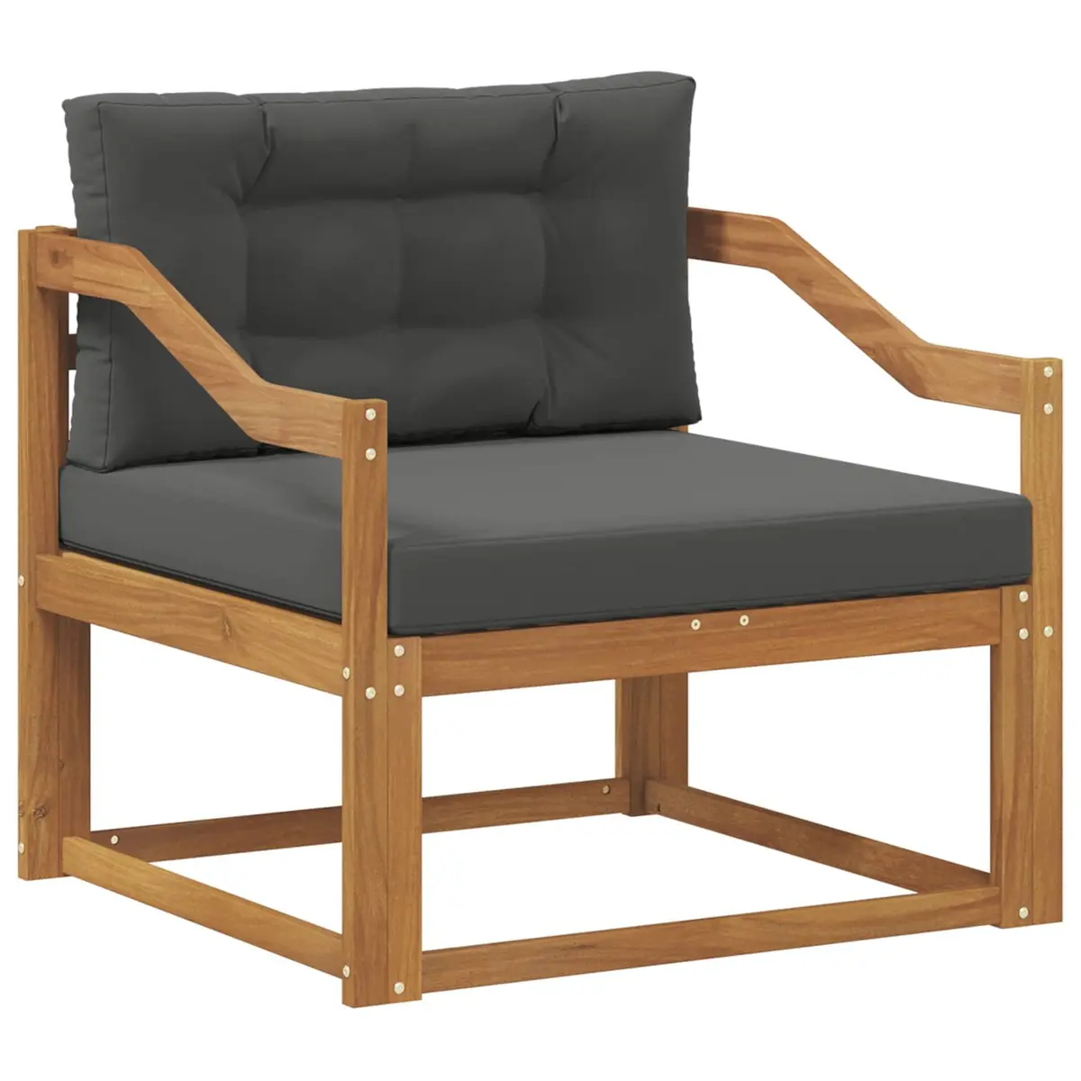 Outdoor Middle Sofa Section Slat Back Natural Brown Solid Acacia Wood