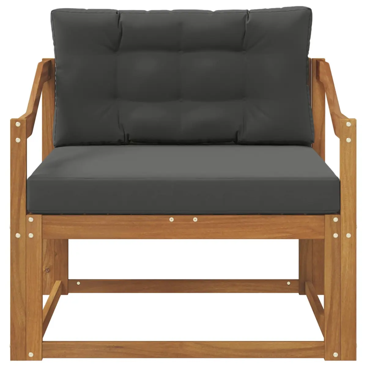 Outdoor Middle Sofa Section Slat Back Natural Brown Solid Acacia Wood