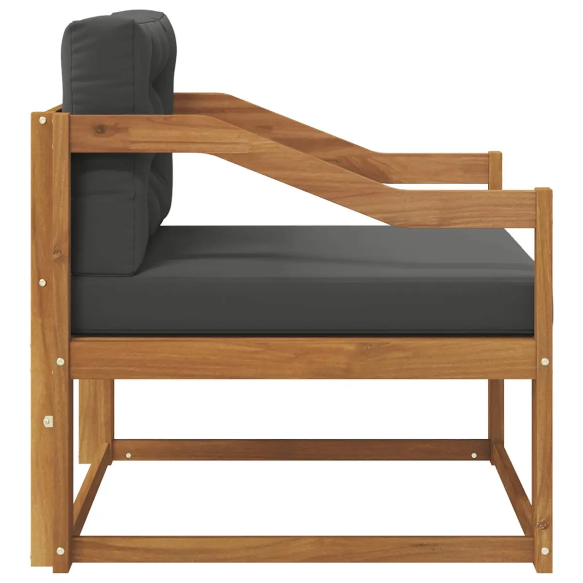Outdoor Middle Sofa Section Slat Back Natural Brown Solid Acacia Wood