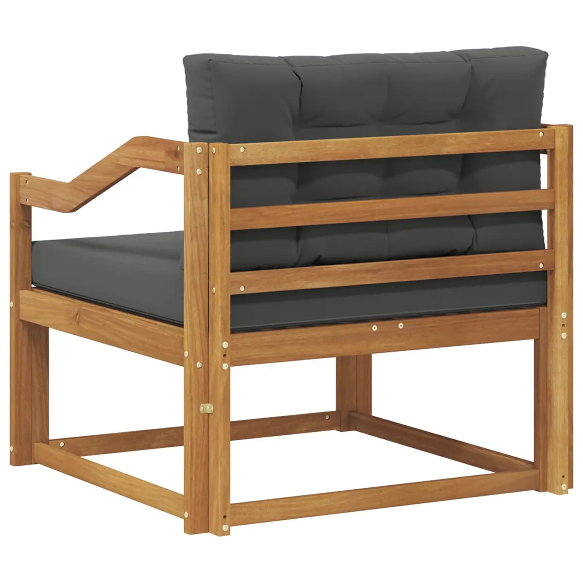 Outdoor Middle Sofa Section Slat Back Natural Brown Solid Acacia Wood