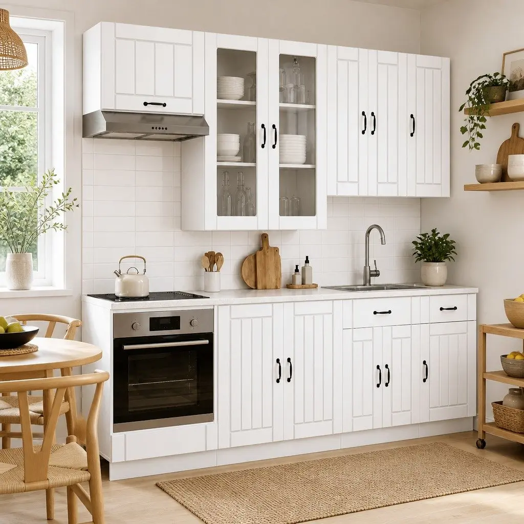 8 Piece White Engineered Wood Kitchen Storage Set