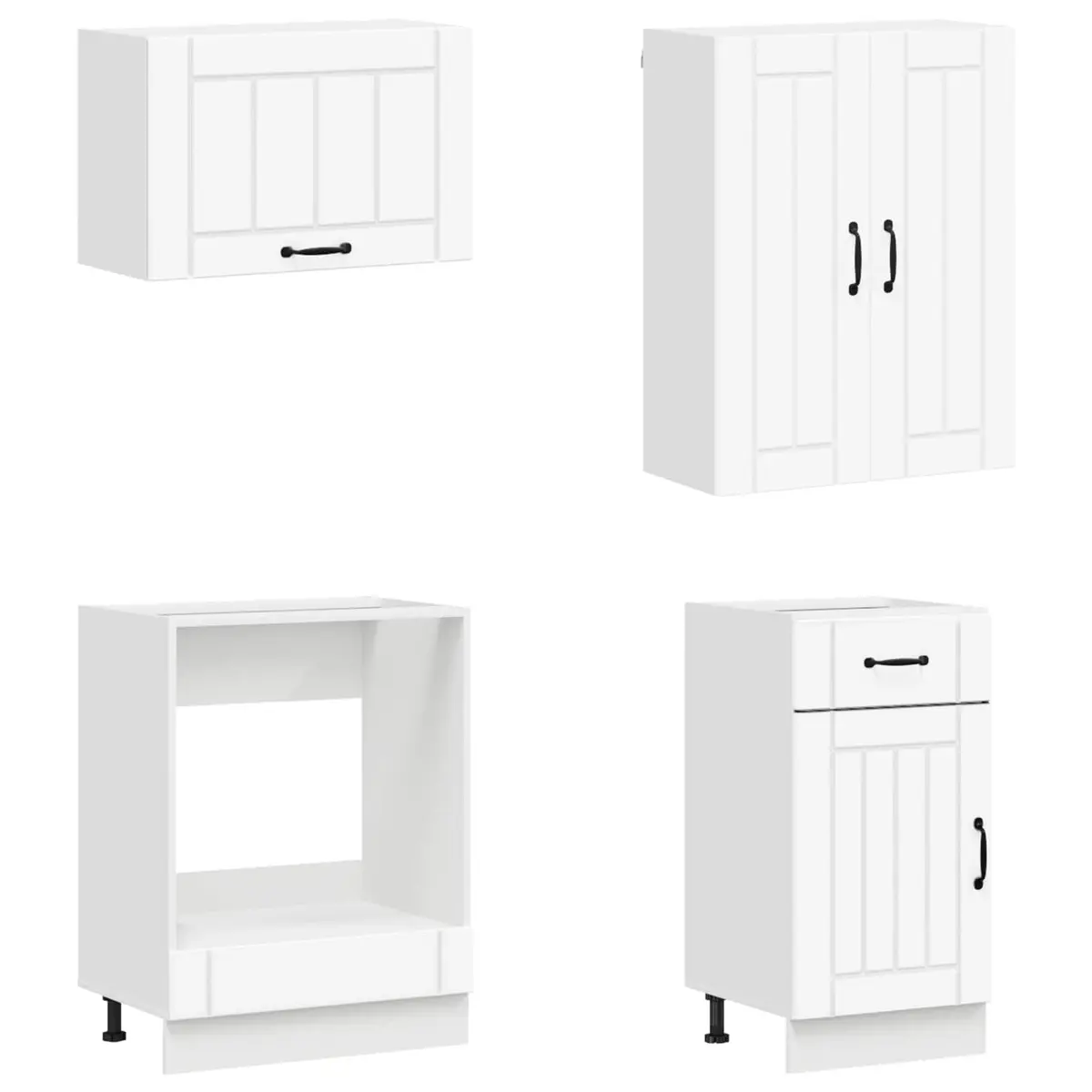 Kitchen Cabinet 8 Piece White Engineered Wood Storage Unit