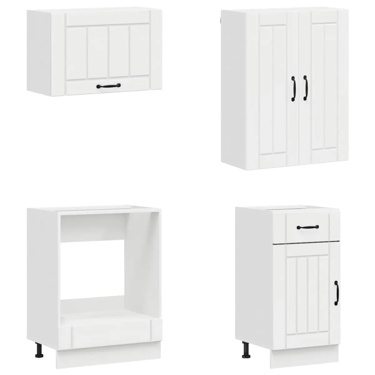 Kitchen Unit High Gloss White 8 Piece Engineered Wood Cabinet Storage Furniture