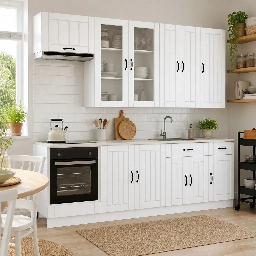 White Kitchen Storage Unit 8 Pieces
