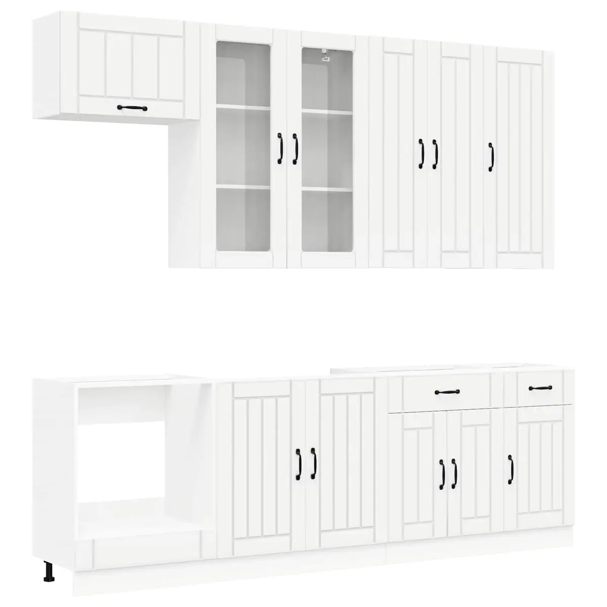 8 Piece White Modern Kitchen Storage Unit Engineered Wood