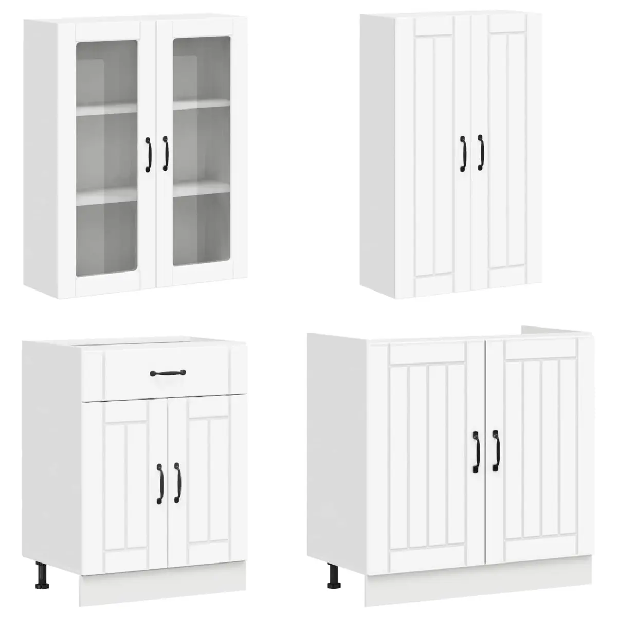 8 Piece White Modern Kitchen Storage Unit Engineered Wood