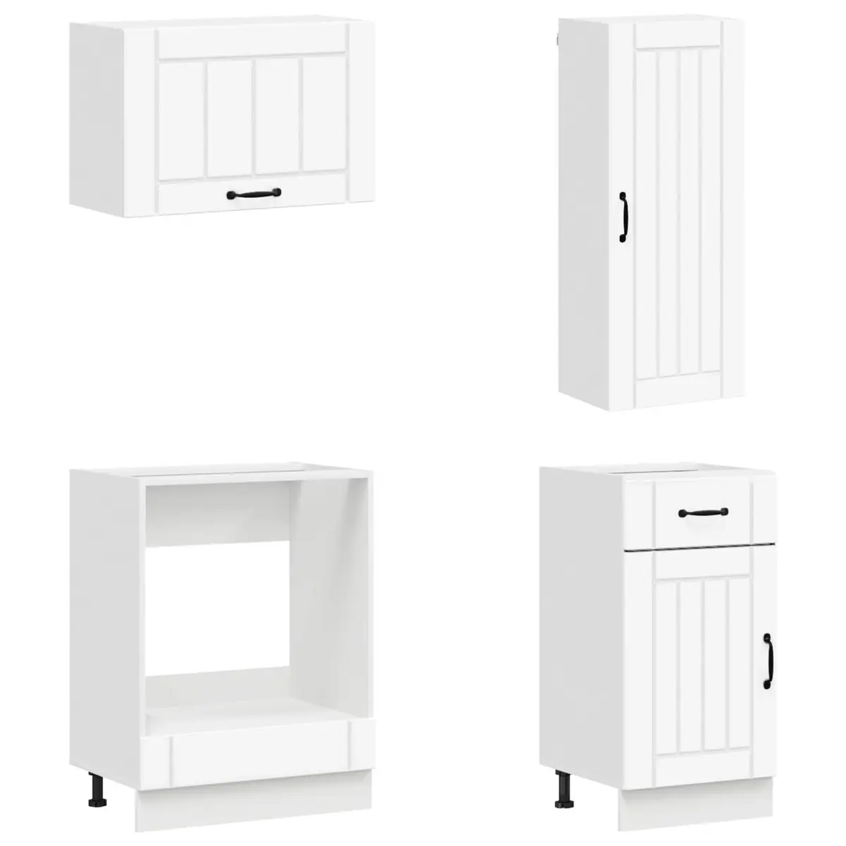 8 Piece White Modern Kitchen Storage Unit Engineered Wood
