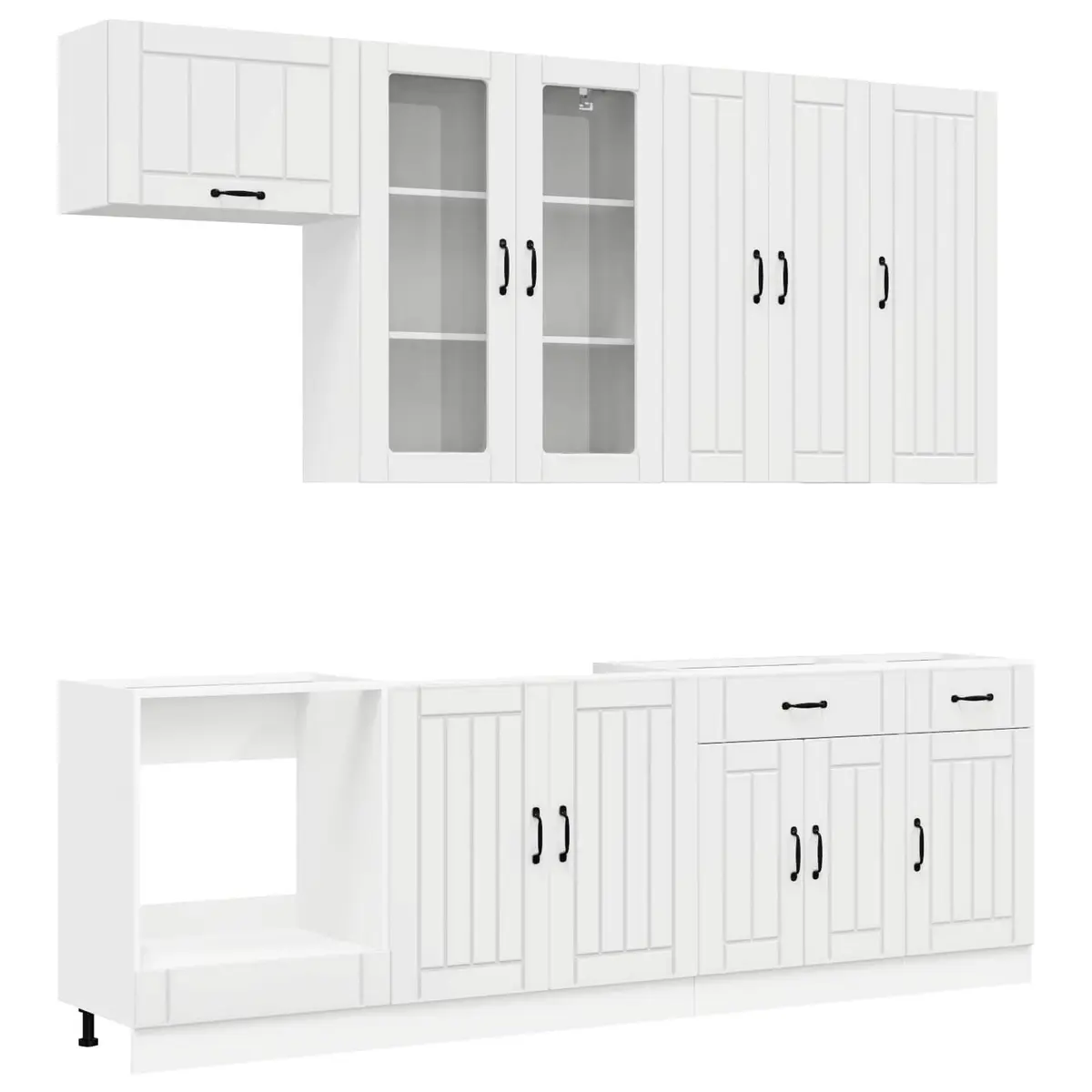 Kitchen Unit High Gloss White 8 Piece Engineered Wood Storage Cabinet Set