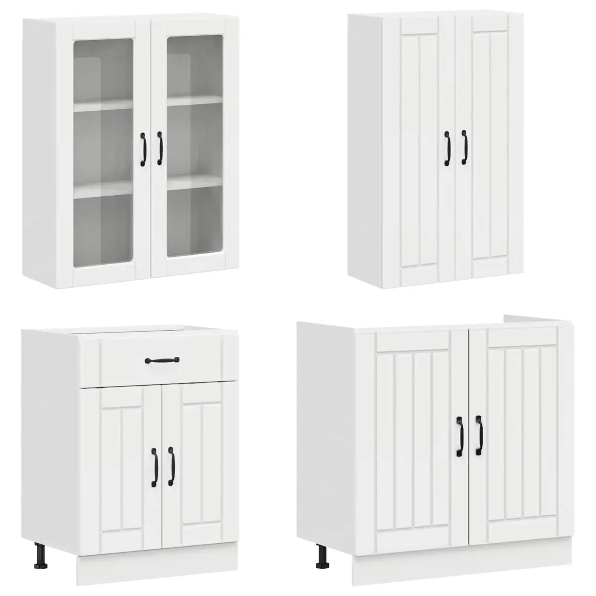 Kitchen Unit High Gloss White 8 Piece Engineered Wood Storage Cabinet Set