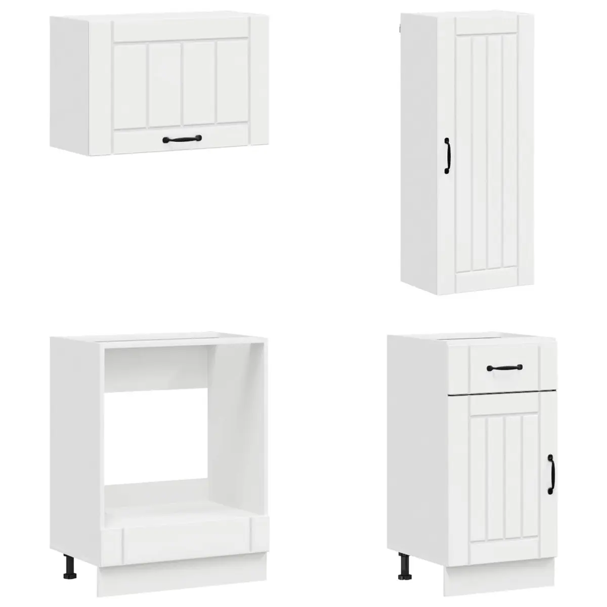 Kitchen Unit High Gloss White 8 Piece Engineered Wood Storage Cabinet Set