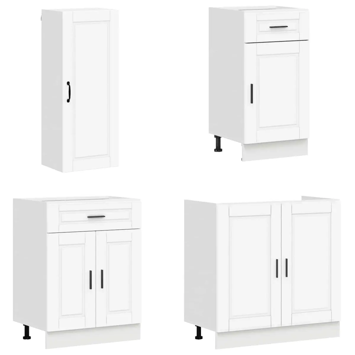 Kitchen Unit White 8 Piece Engineered Wood Storage Cabinet Cupboard