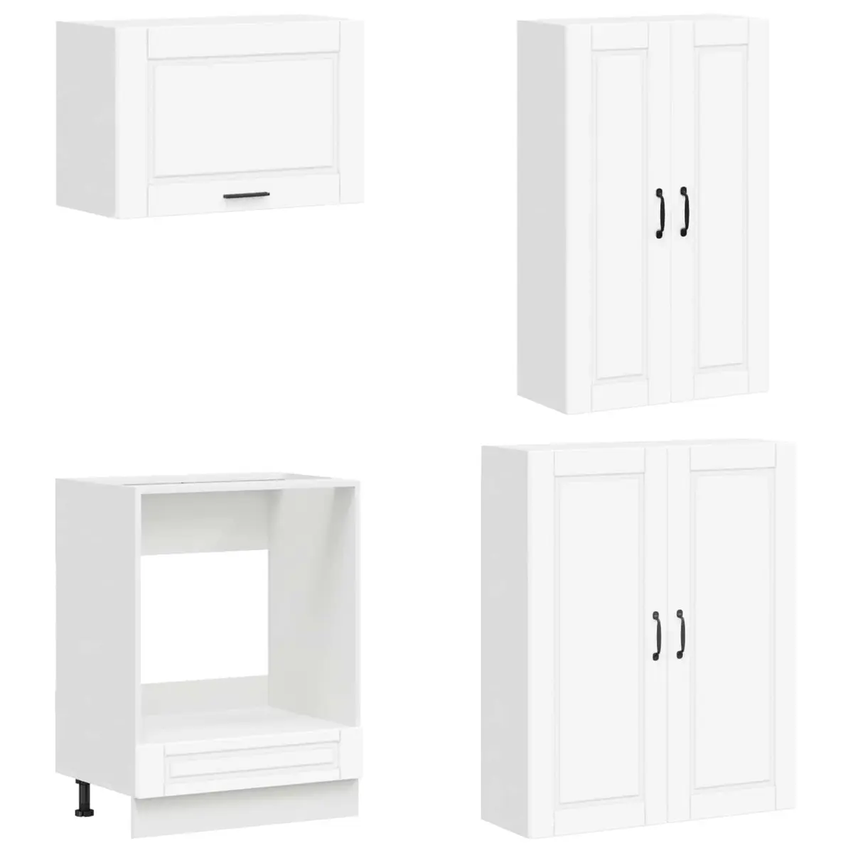 Kitchen Unit White 8 Piece Engineered Wood Storage Cabinet Cupboard