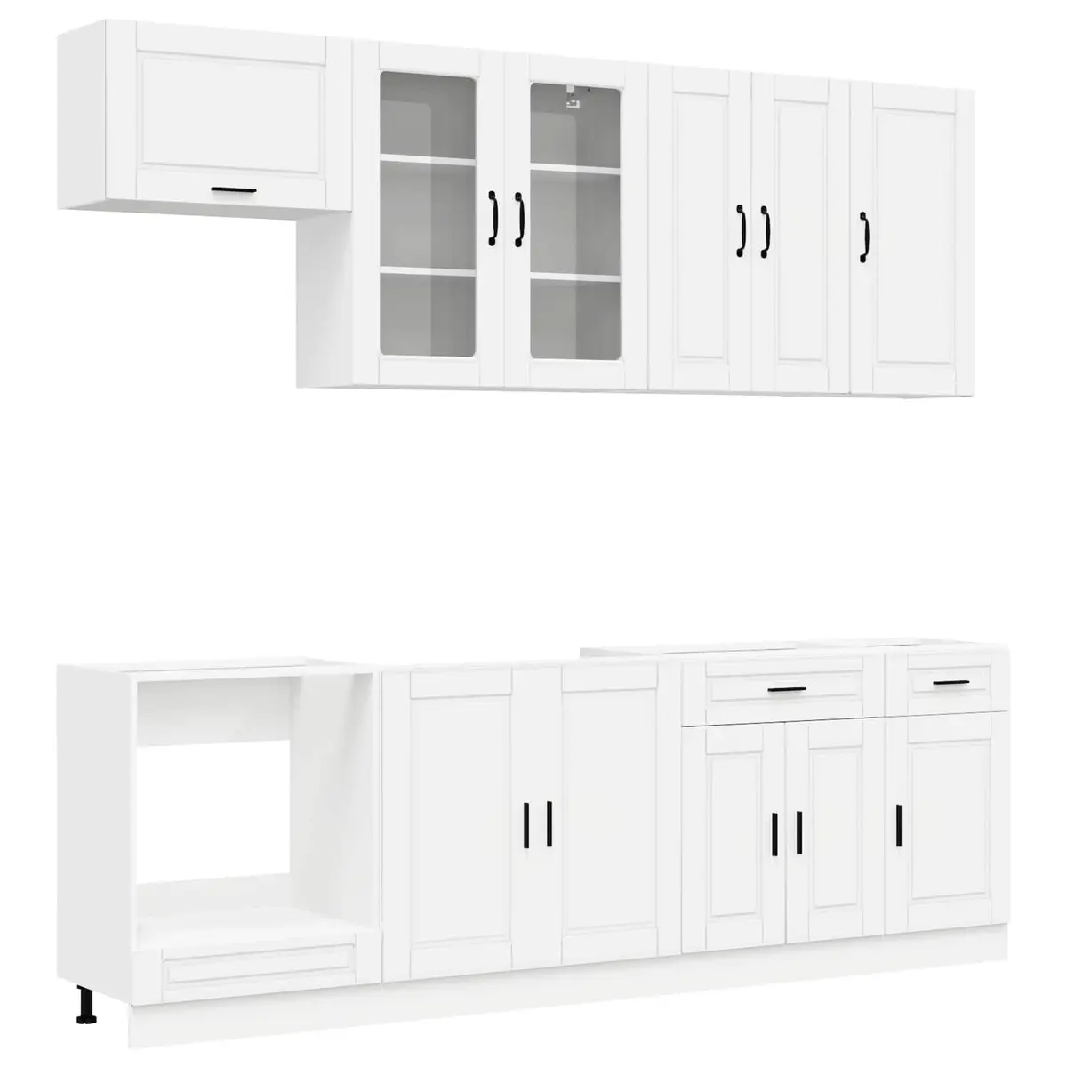 Kitchen Unit Modern 8 Piece White Engineered Wood Cabinet Storage Organiser