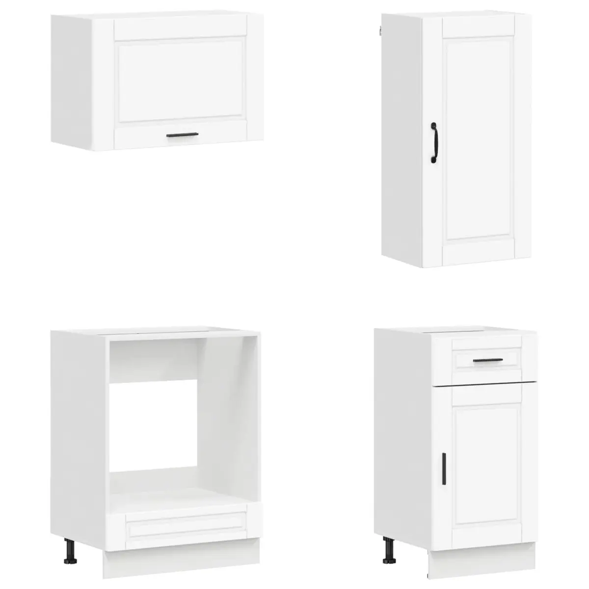 Kitchen Unit Modern 8 Piece White Engineered Wood Cabinet Storage Organiser