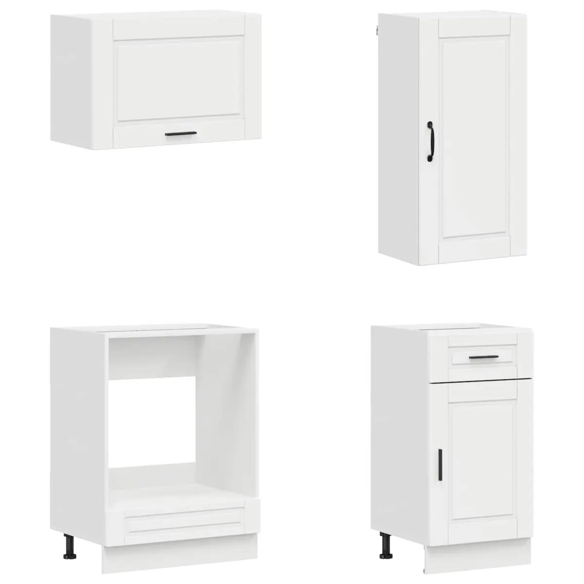 Kitchen Cabinet High Gloss White 8 Piece Engineered Wood Storage Unit
