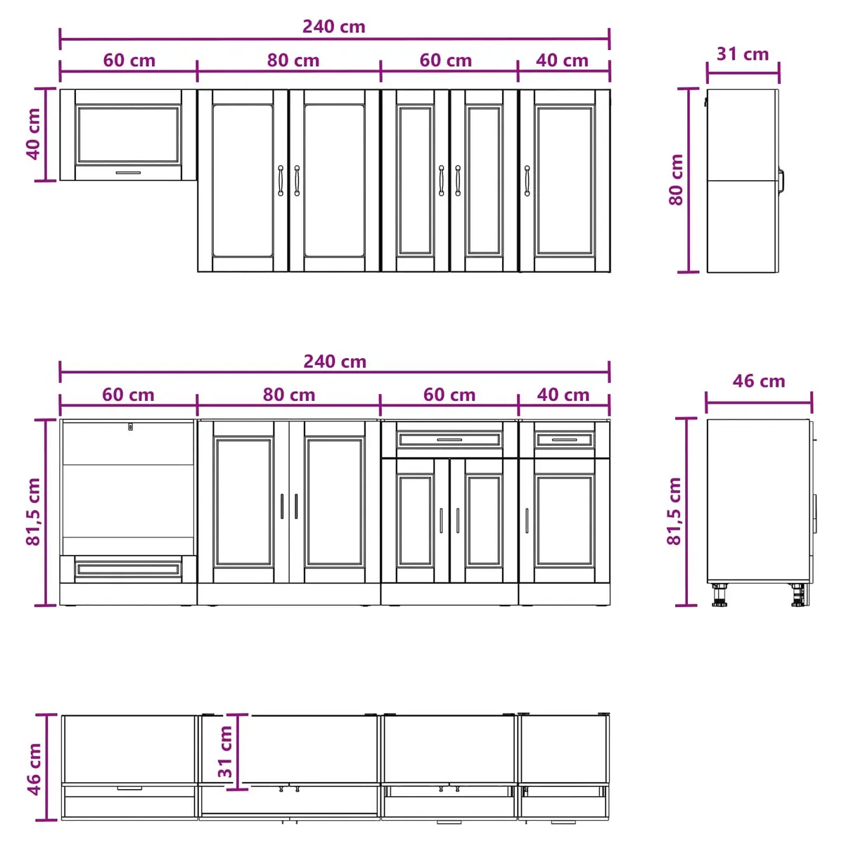 Kitchen Cabinet High Gloss White 8 Piece Engineered Wood Storage Unit
