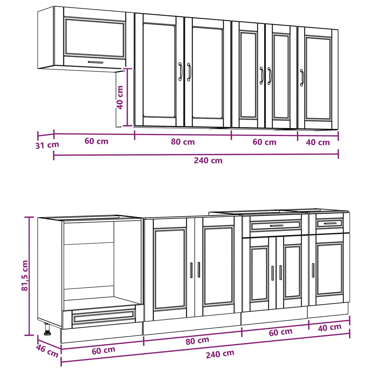 Kitchen Cabinet High Gloss White 8 Piece Engineered Wood Storage Unit