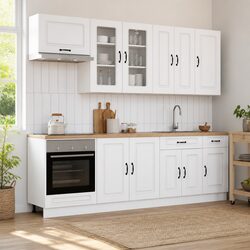 KALMAR Kitchen Unit 8pcs White Engineered Wood Storage Cabinet