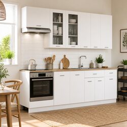 Inviting 8 Piece White Engineered Wood Kitchen Cabinet