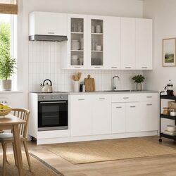 White 8-Piece Engineered Wood Kitchen Cabinet Set