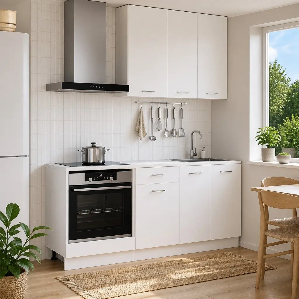 5 Piece White Engineered Wood Kitchen Cabinet Unit