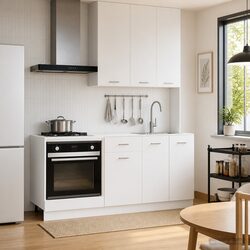 5-Piece Modern White Kitchen Cabinet Storage Unit