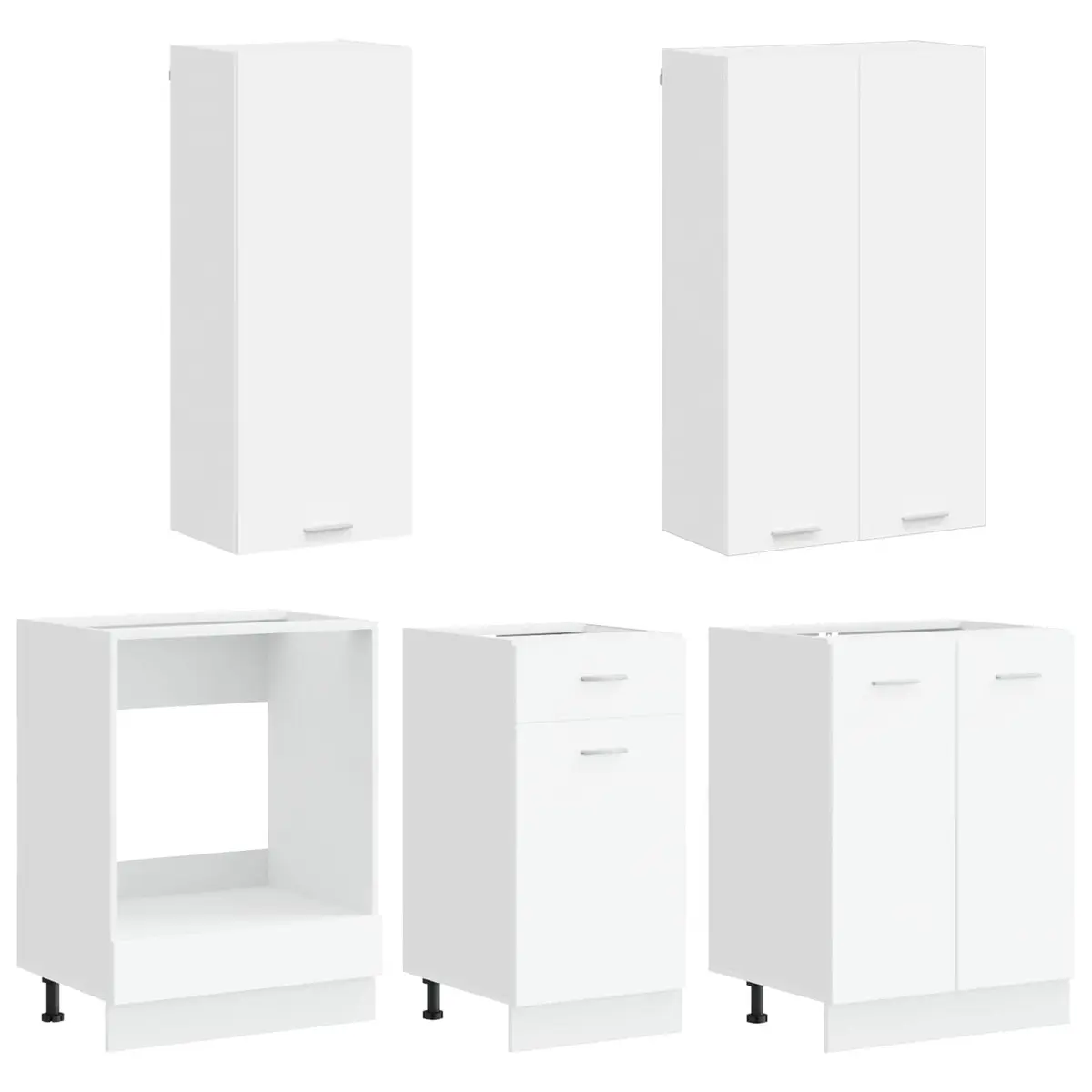 5-Piece Modern White Kitchen Cabinet Storage Unit