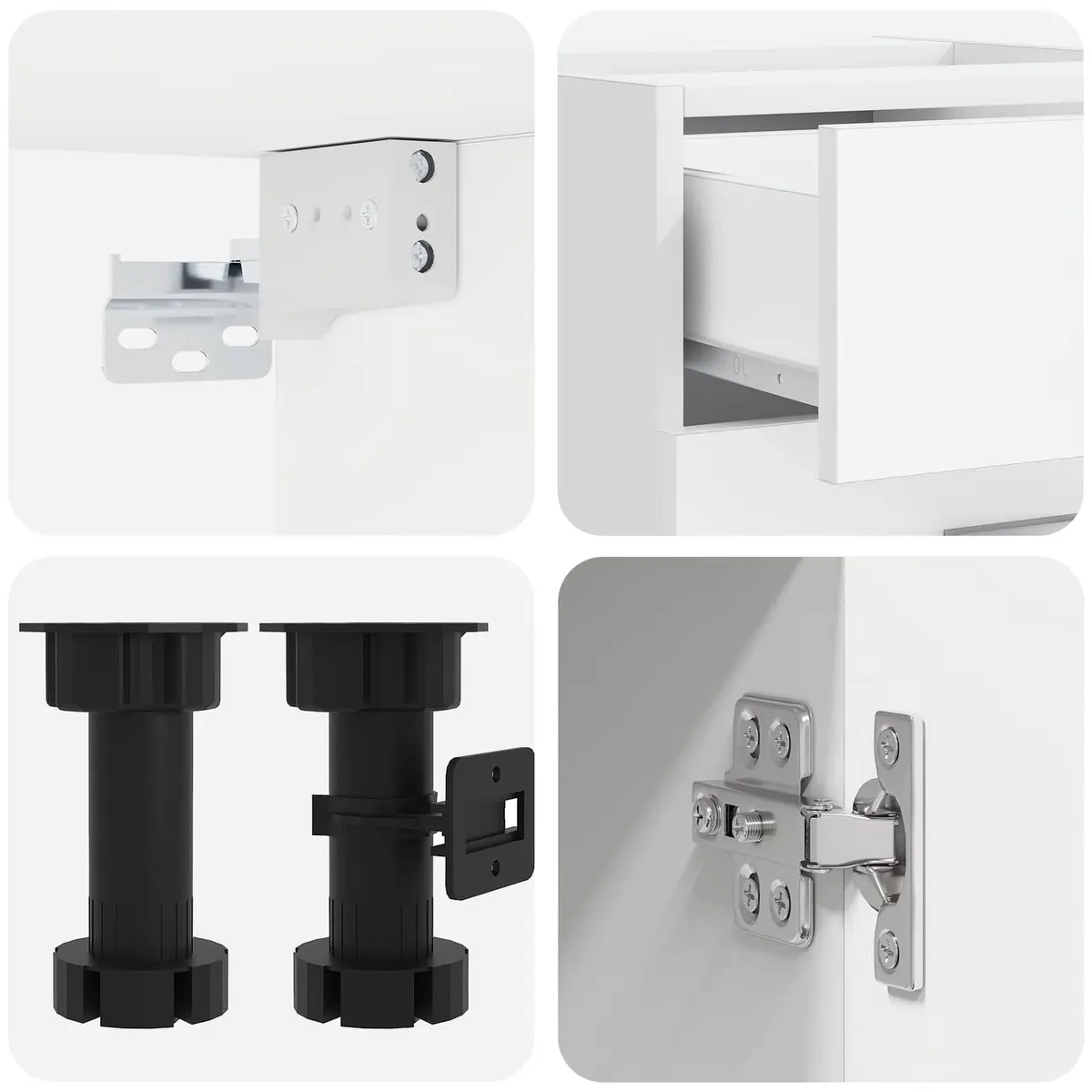 5-Piece Modern White Kitchen Cabinet Storage Unit