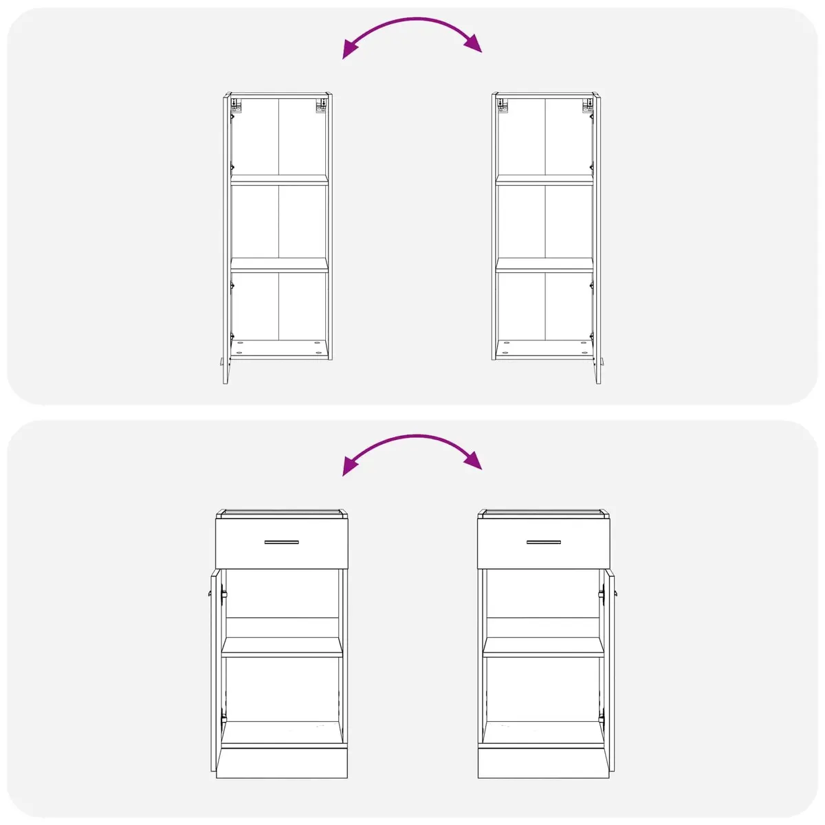 5-Piece Modern White Kitchen Cabinet Storage Unit