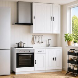 5 Piece White Engineered Wood Kitchen Cabinet Unit