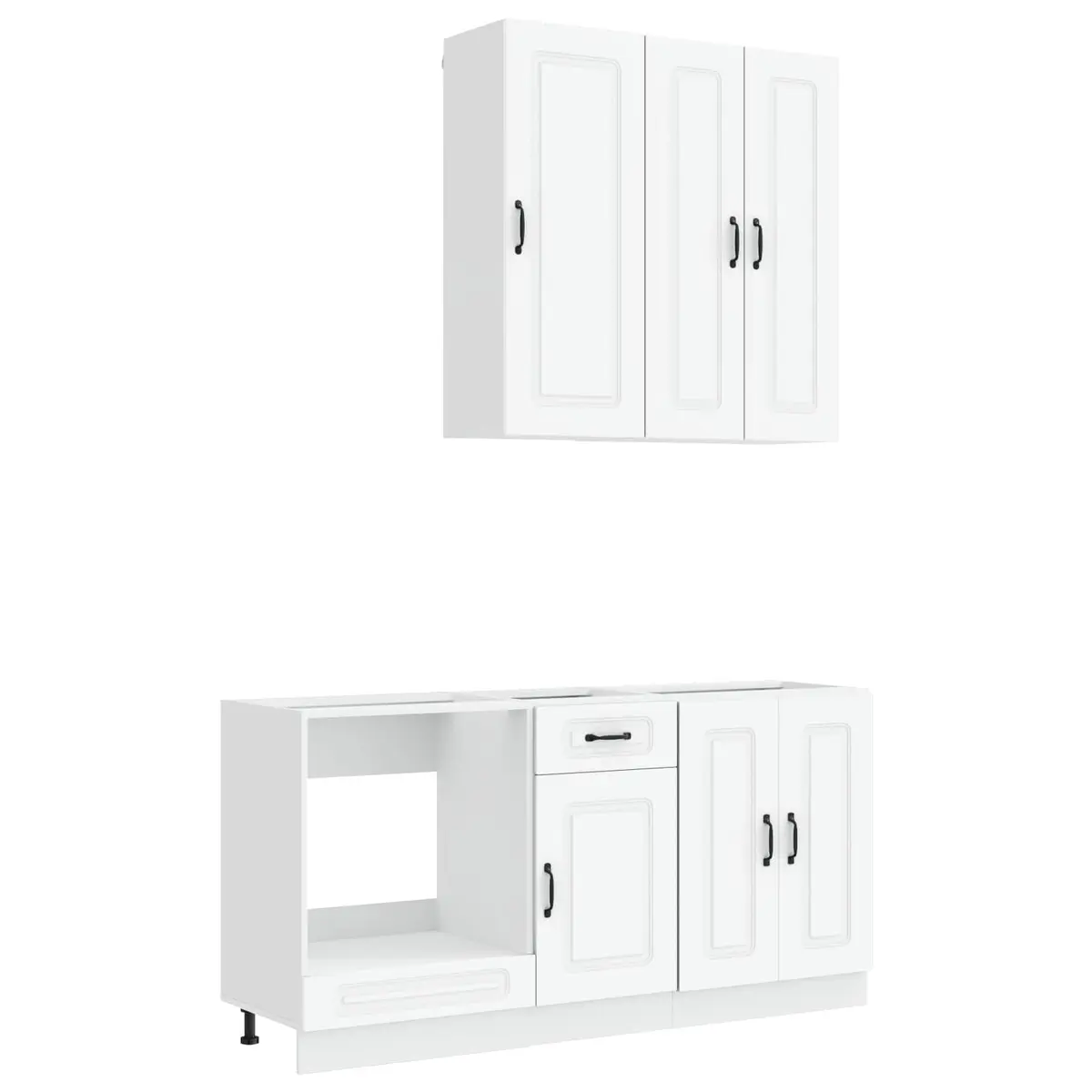 Kitchen Cabinet Unit White 5 Piece Engineered Wood Storage Organiser Adjustable