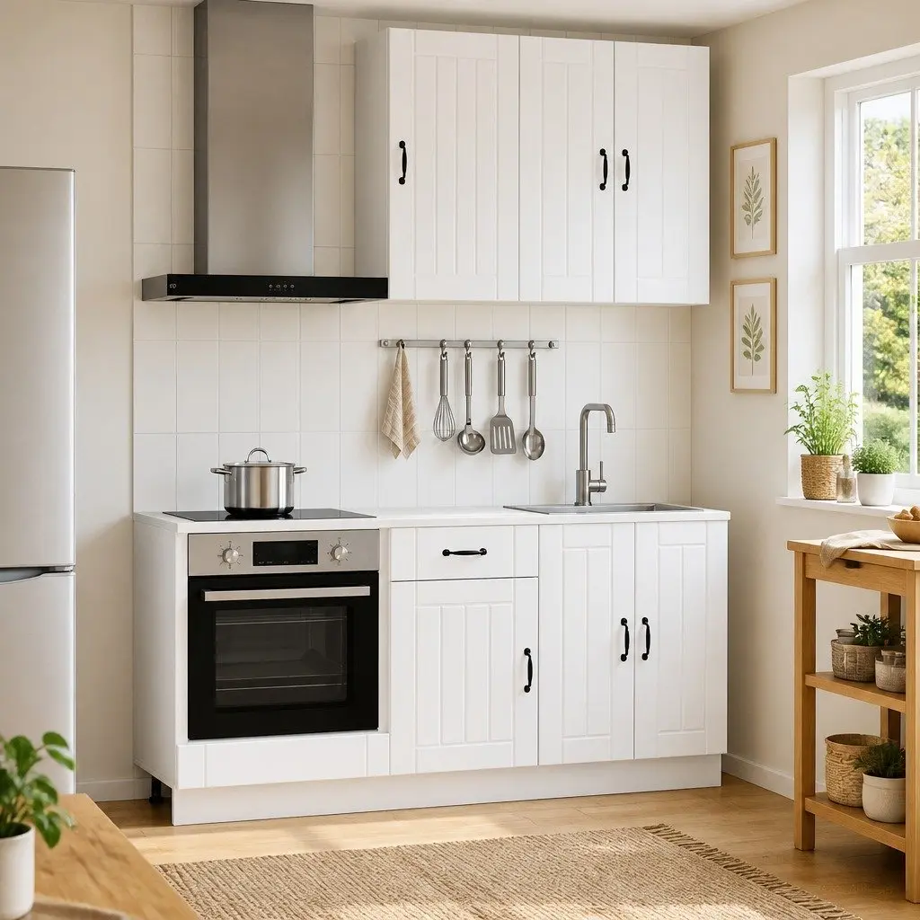 LUCCA 5-Piece White Engineered Wood Kitchen Storage Unit
