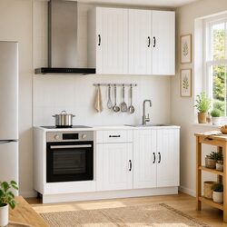 LUCCA 5-Piece White Engineered Wood Kitchen Storage Unit