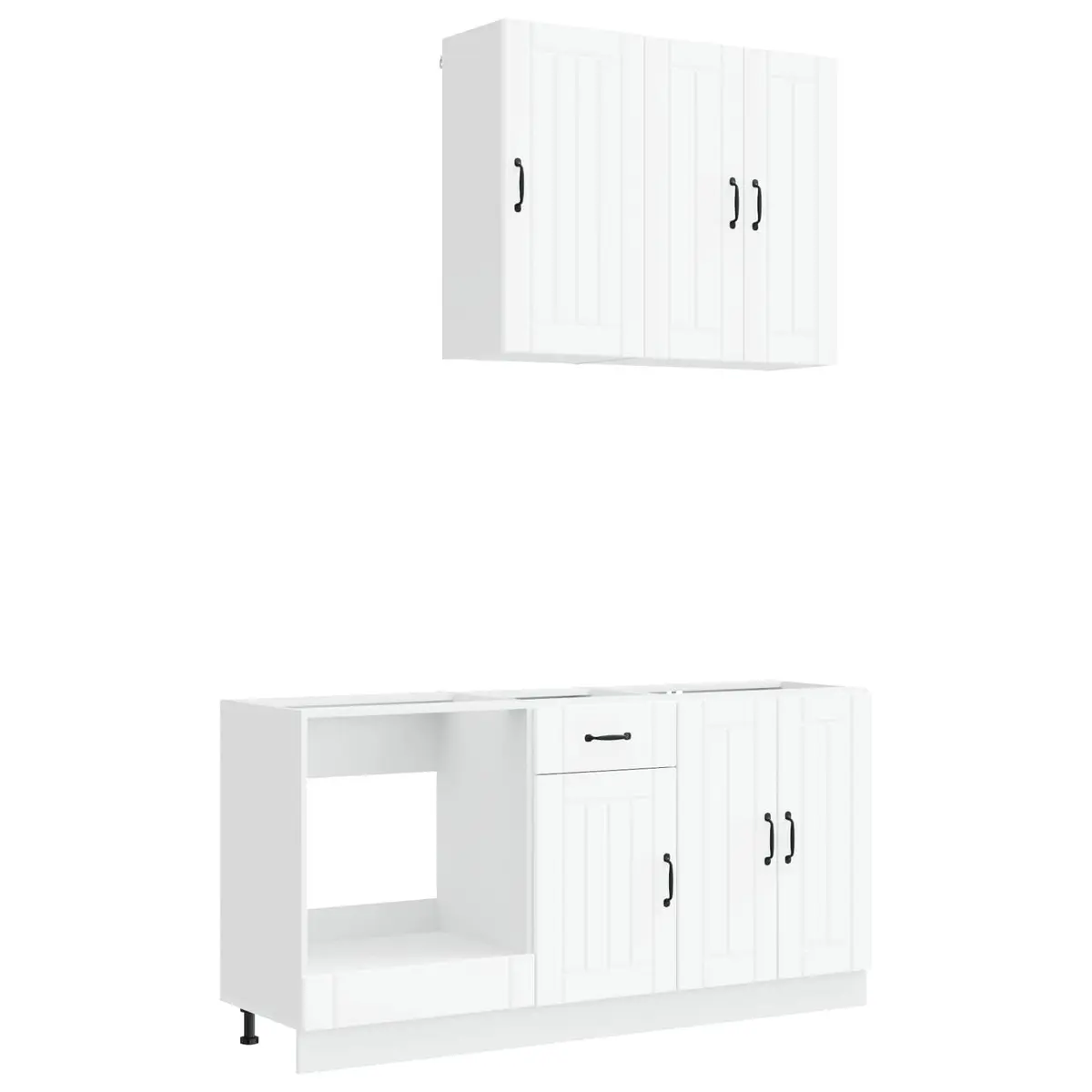 Kitchen Unit White 5 Piece Engineered Wood Storage Cabinet