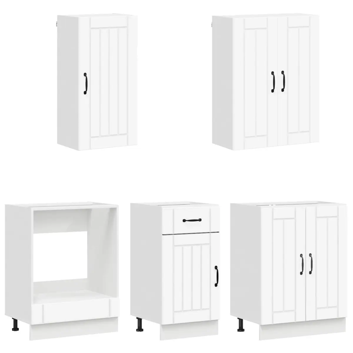 Kitchen Unit White 5 Piece Engineered Wood Storage Cabinet