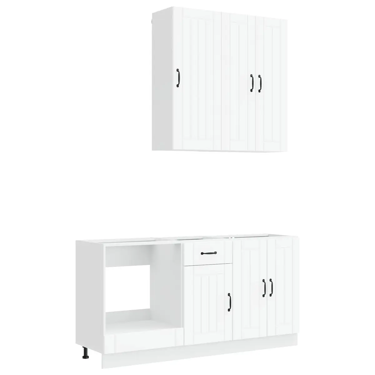 White Kitchen Unit 5 Piece Engineered Wood Storage Cabinet Set
