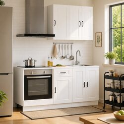 White Engineered Wood 5-Piece Kitchen Storage Unit