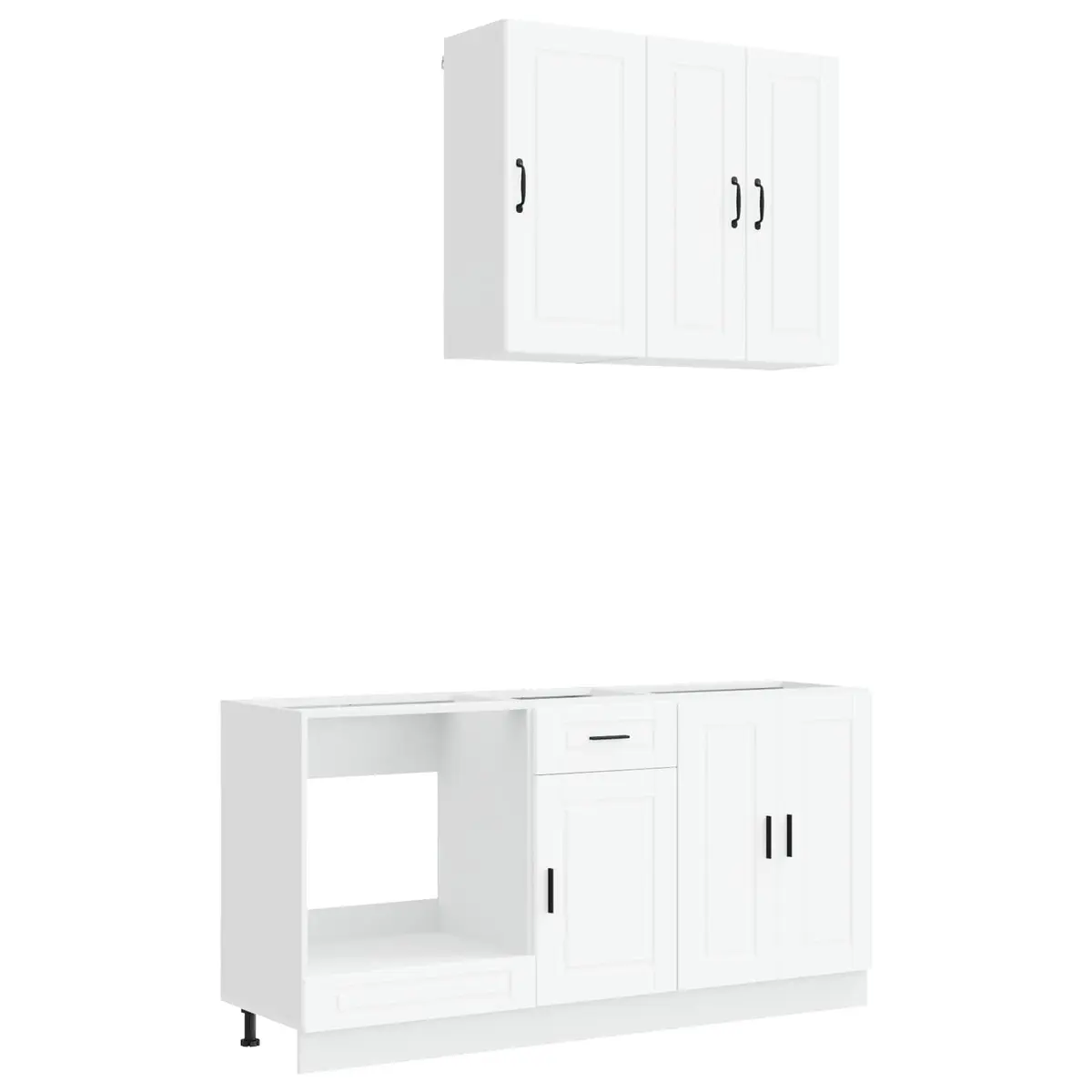 White Engineered Wood 5-Piece Kitchen Storage Unit