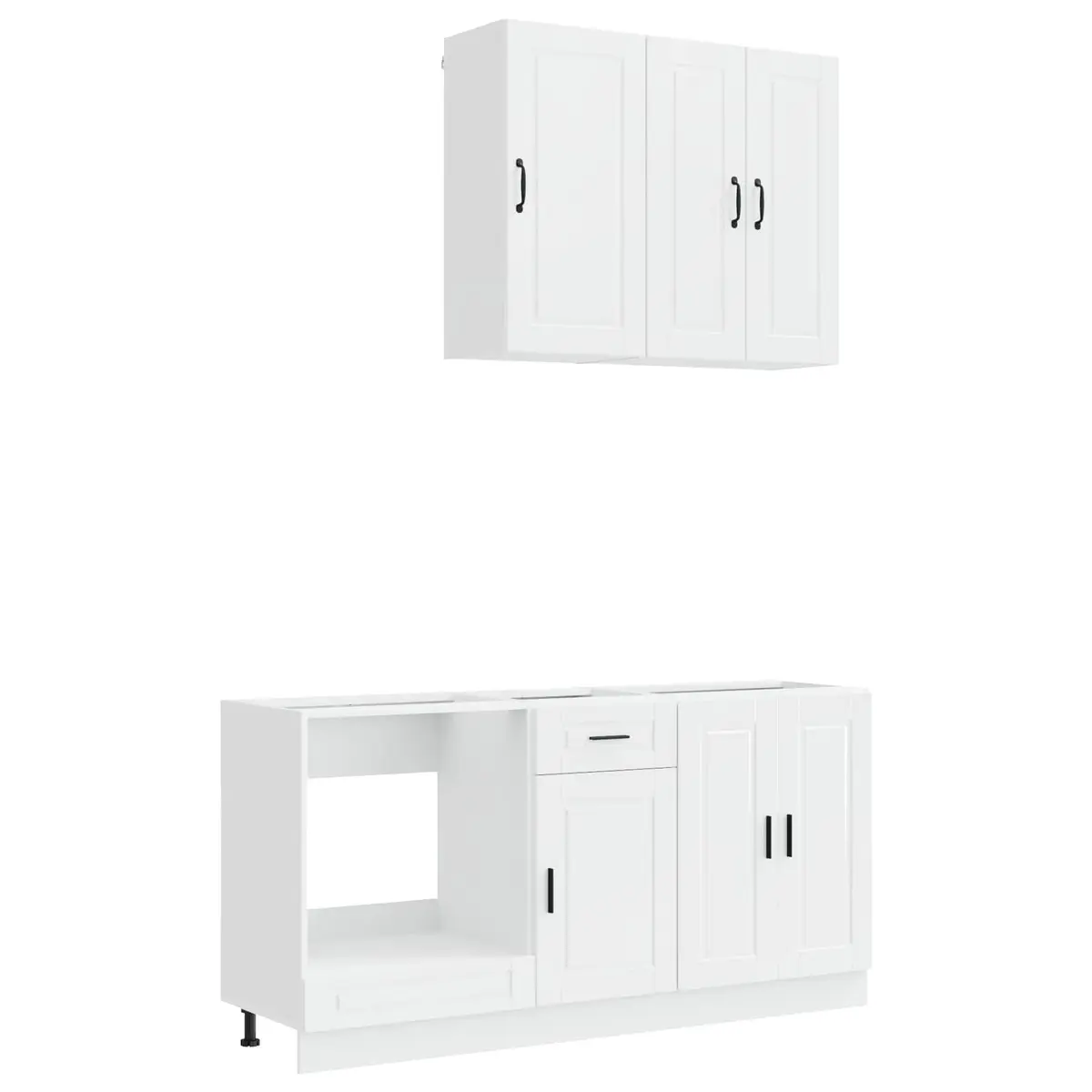 Kitchen Cabinet Unit 5 Piece High Gloss White Engineered Wood Storage Solution