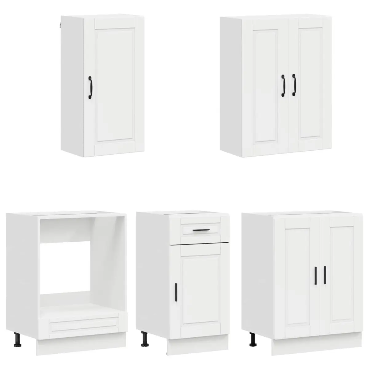 Kitchen Cabinet Unit 5 Piece High Gloss White Engineered Wood Storage Solution