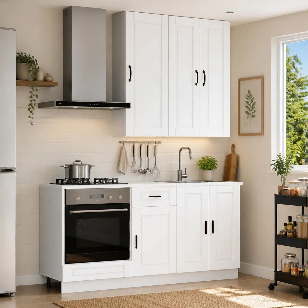 5-Piece White Engineered Wood Kitchen Storage Unit