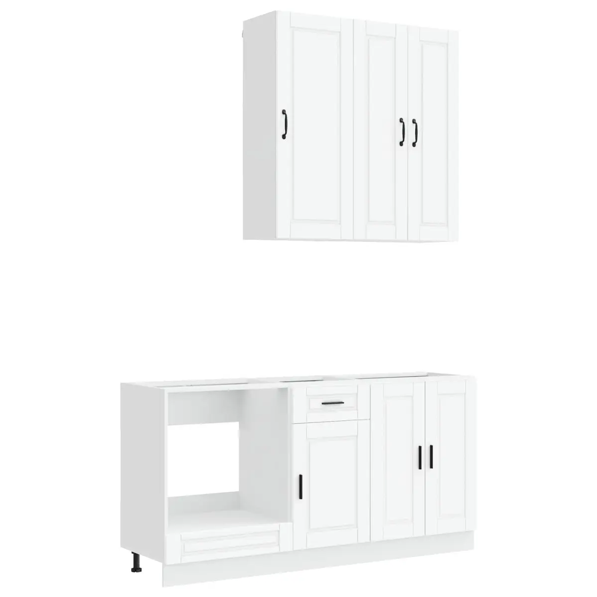 Kitchen Unit 5 Pcs White Engineered Wood Cabinet Storage Furniture