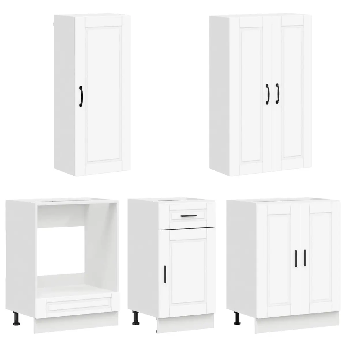 Kitchen Unit 5 Pcs White Engineered Wood Cabinet Storage Furniture