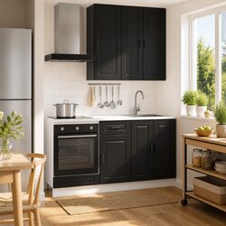 Stylish Black Kitchen Cabinet Unit 5 Piece Storage Solution