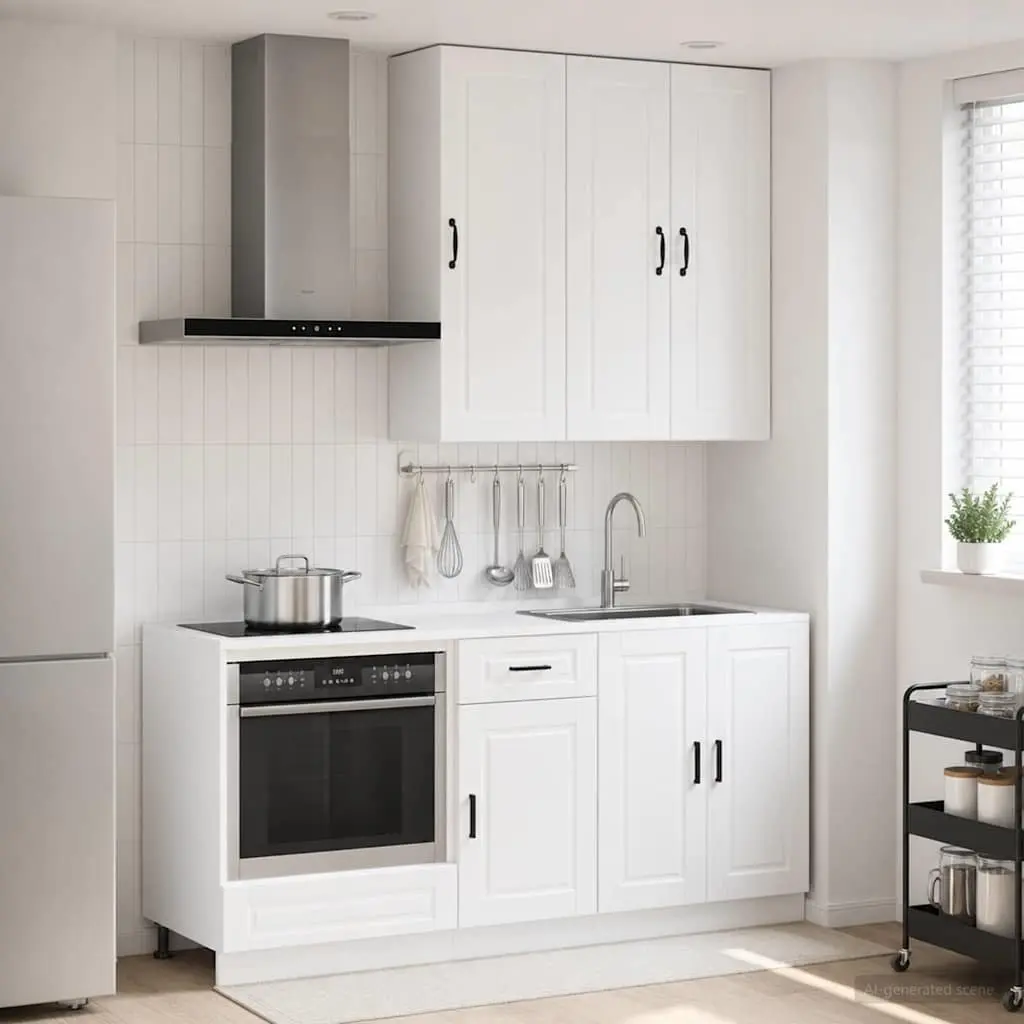 Kitchen Cabinet 5 Piece Modular Unit High Gloss White Engineered Wood Storage