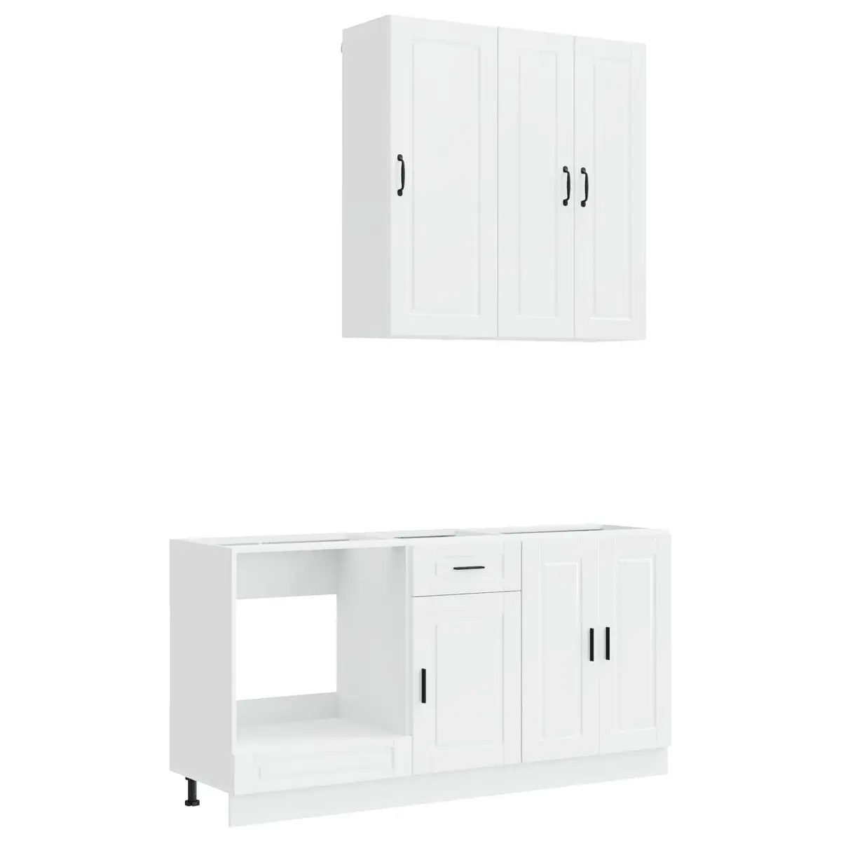 Kitchen Cabinet 5 Piece Modular Unit High Gloss White Engineered Wood Storage