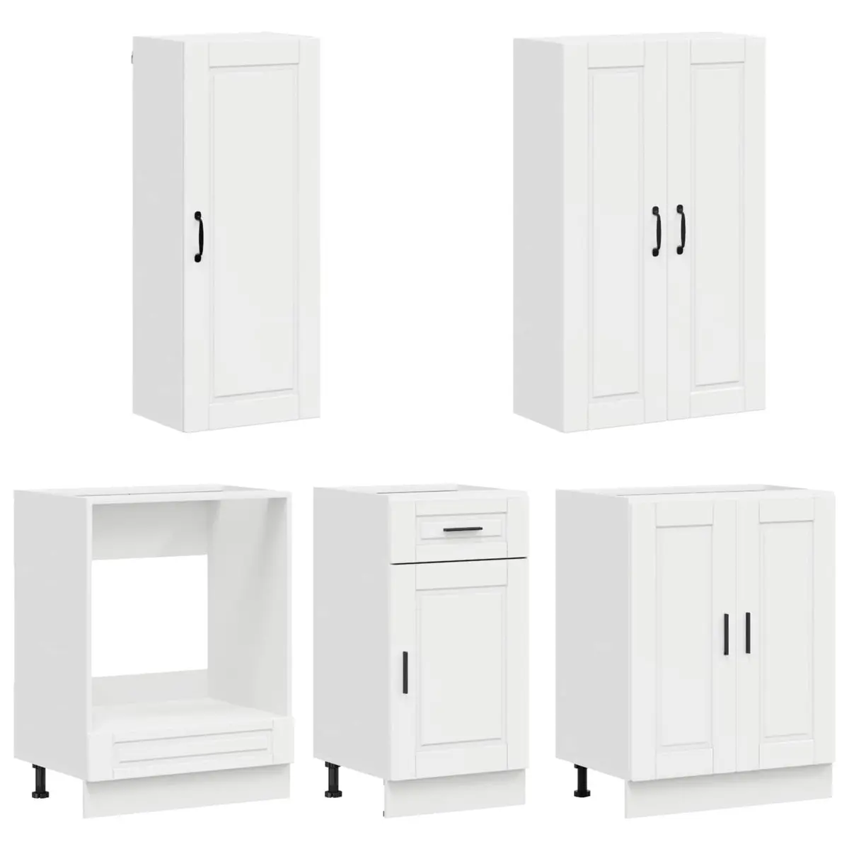 Kitchen Cabinet 5 Piece Modular Unit High Gloss White Engineered Wood Storage